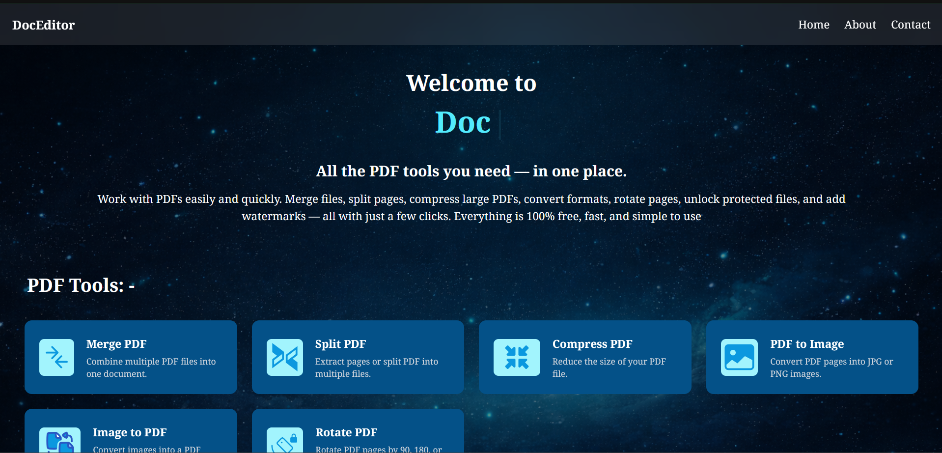 DocEditor project screenshot by Himanshu Agarwal, full stack developer portfolio project