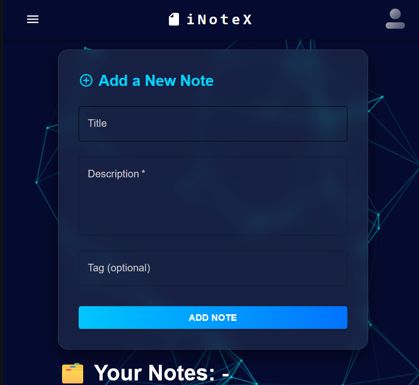 iNoteX project screenshot by Himanshu Agarwal, full stack developer portfolio project