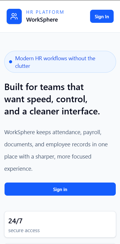 WorkSphere project screenshot by Himanshu Agarwal, full stack developer portfolio project